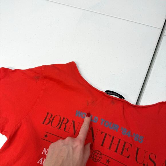 DAYDREAMER Bruce Springsteen Born In The USA Off The Shoulder Tee red size Small - Picture 7 of 8